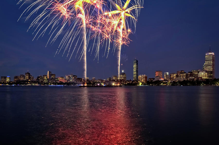 Boston Fireworks over the Charles River Photograph by Larry Richardson