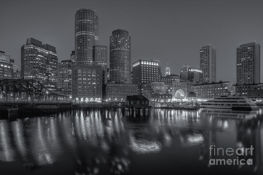 Boston Harbor and Skyline Morning Twilight VI Photograph by Clarence Holmes