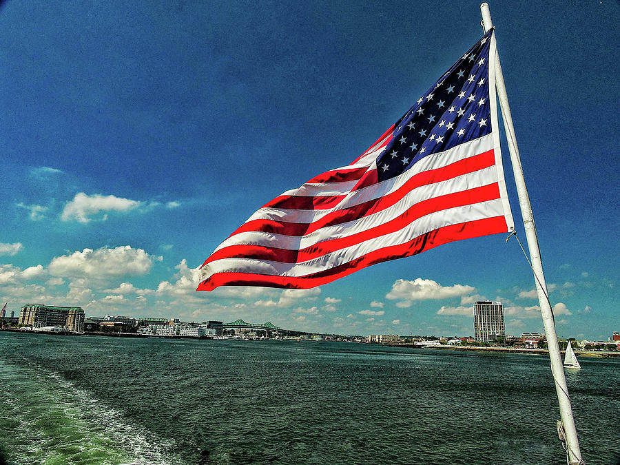 Boston Harbor Flag Celebration Photograph