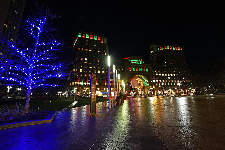 Boston Harbor Hotel Lit up for Christmas Photograph by Toby McGuire