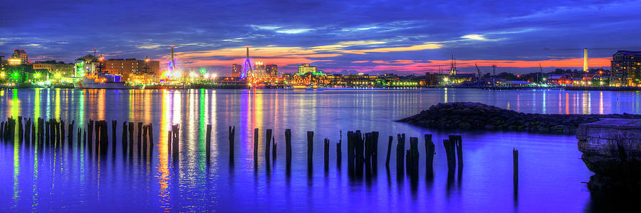 Boston Photograph - Boston Harbor Sunset and the Zakim Bridge - Lopresti Park by Joann Vitali