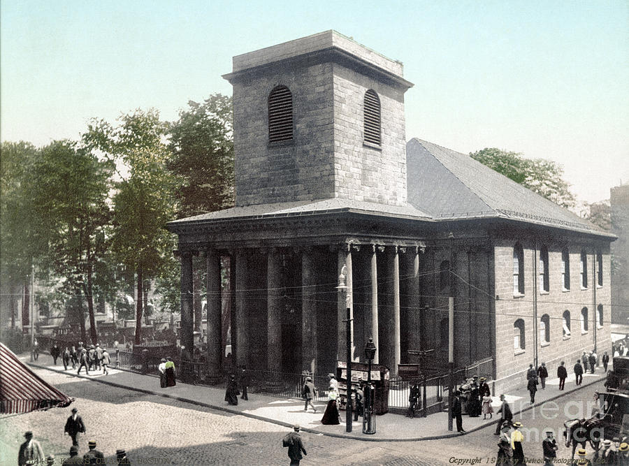 Boston, Kings Chapel, 1900.  Photograph by Granger