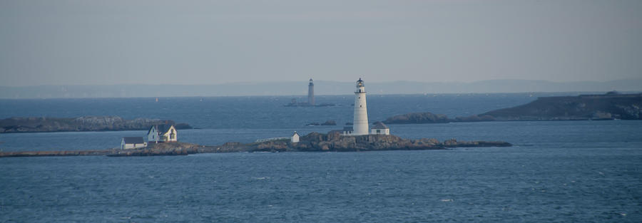 Boston Light and The Grave Light Panorama Photograph by Bill Cannon