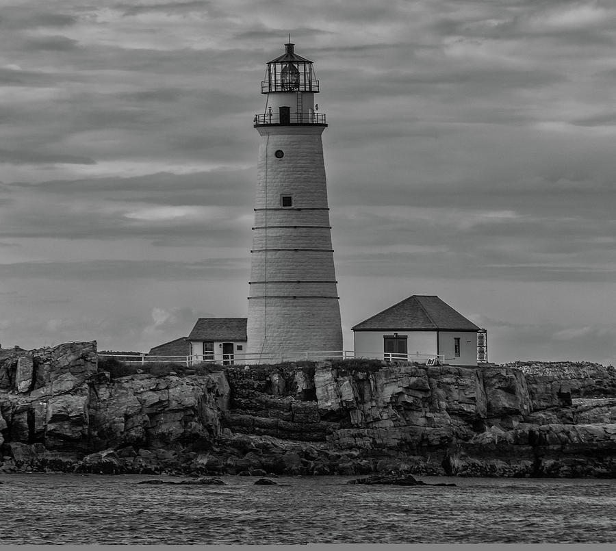 Boston Lighthouse In Black And White Photograph by Brian MacLean
