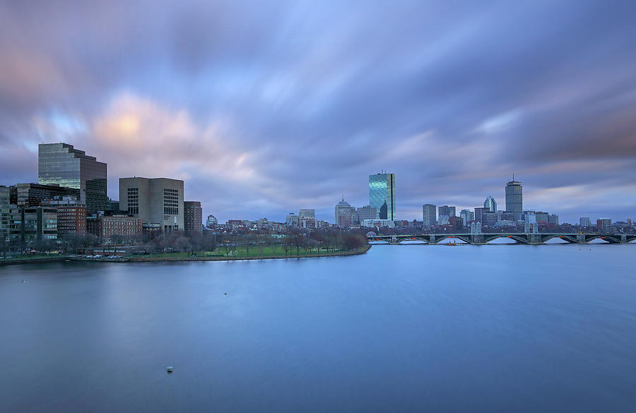 Boston Long Exposure Photography of the Charles River Skyline Photograph by Juergen Roth