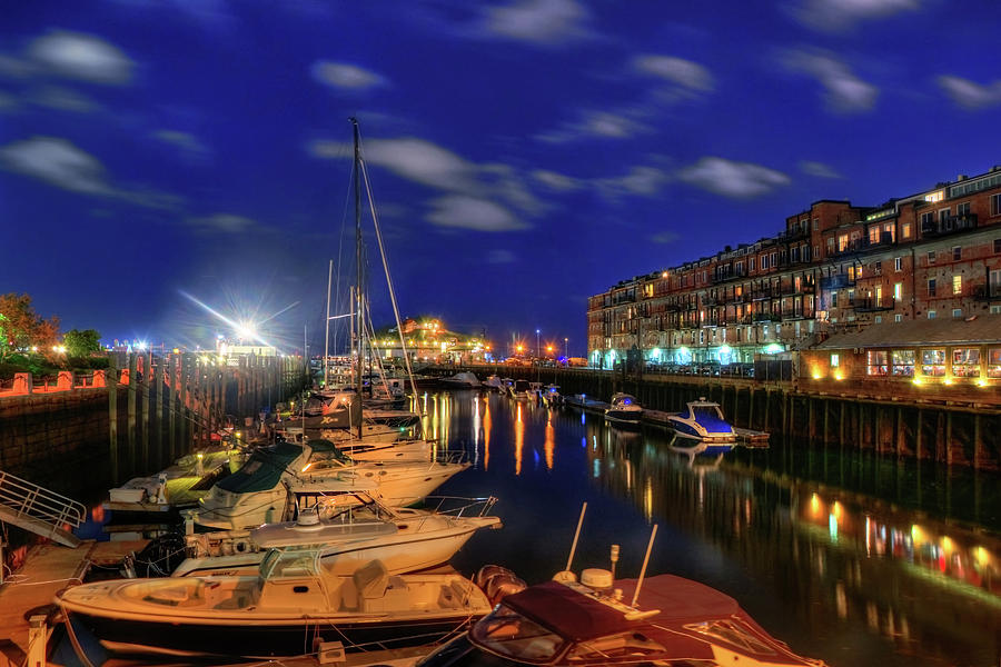 Boston Long Wharf at Night Photograph by Joann Vitali