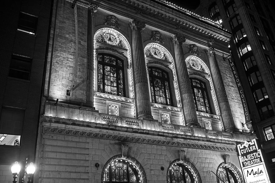 Boston MA Theater District Tremont Street Windows Black and White