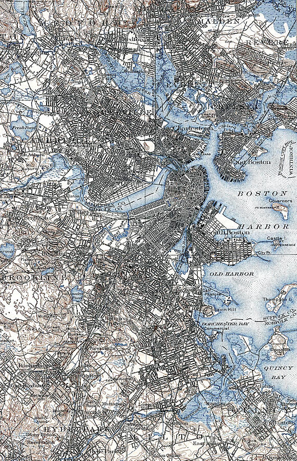 Boston Map, 1903 Photograph by Granger