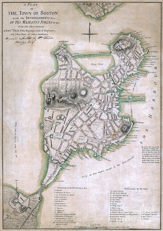 Boston Photograph - Boston Map circa 1775 by Jon Neidert