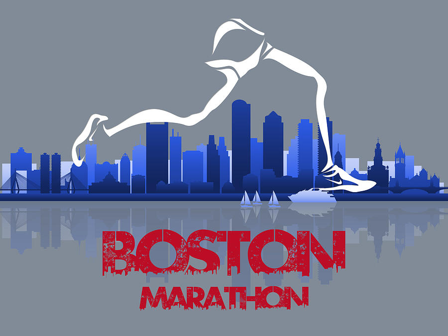 Runner Mixed Media - BOSTON MARATHON 3a RUNNING RUNNER by Joe Hamilton Runner Mixed Media - BOSTON MARATHON 3a RUNNING RUNNER by Joe Hamilton