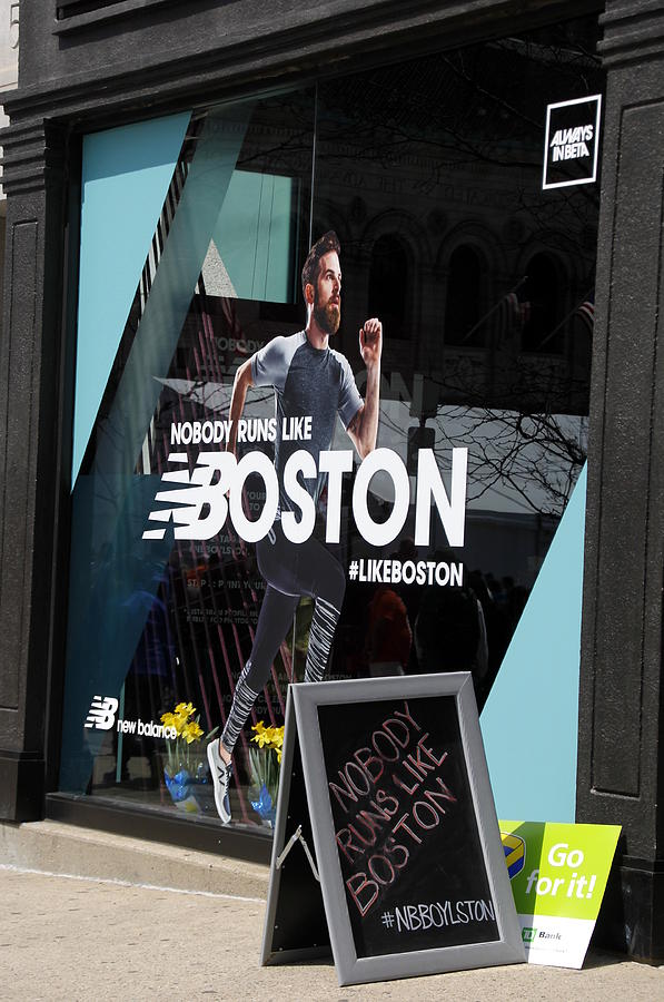 Boston Marathon window display Photograph by Valerie Collins