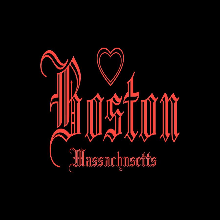 Boston Massachusetts Heart Design Mixed Media by Peter Potter