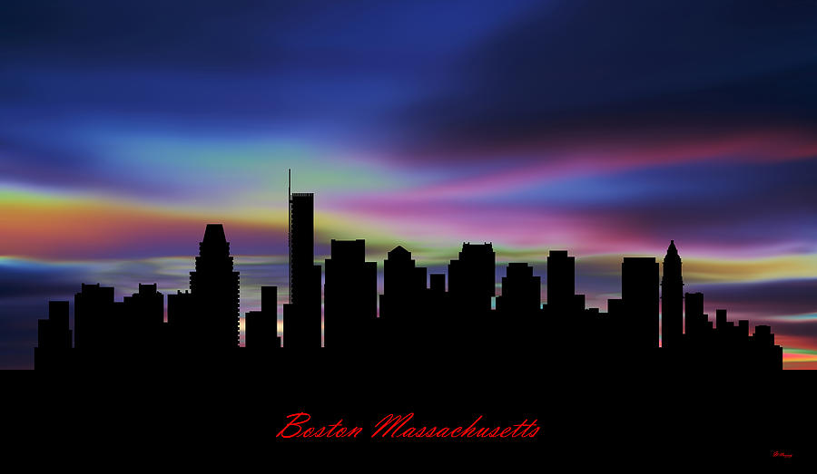 Boston Massachusetts Skyline Sunset Digital Art by Gregory Murray