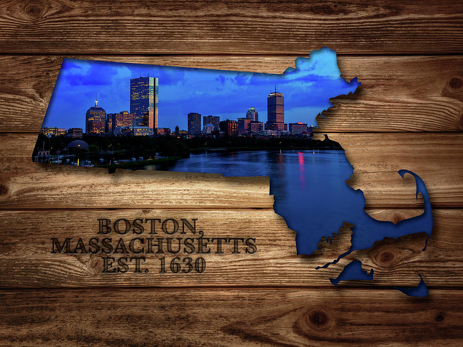 Boston Photograph - Boston Massachusetts State Map by Rick Berk