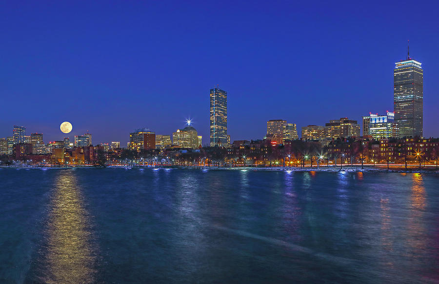 Boston Photograph - Boston Moon Rise by Juergen Roth