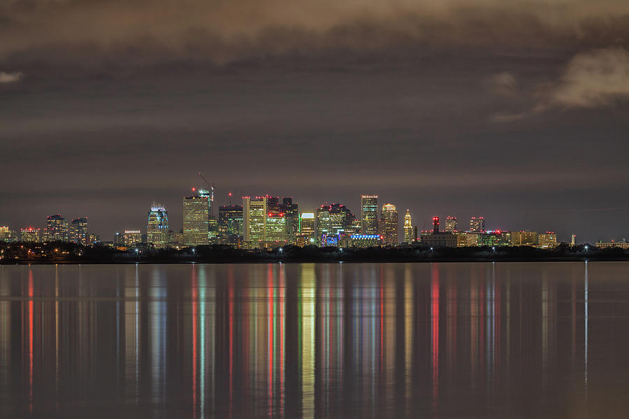 Boston Night Light Reflections Photograph by Brian MacLean