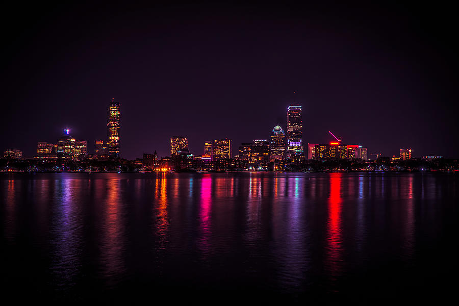 Boston night reflections Photograph by Lilia S