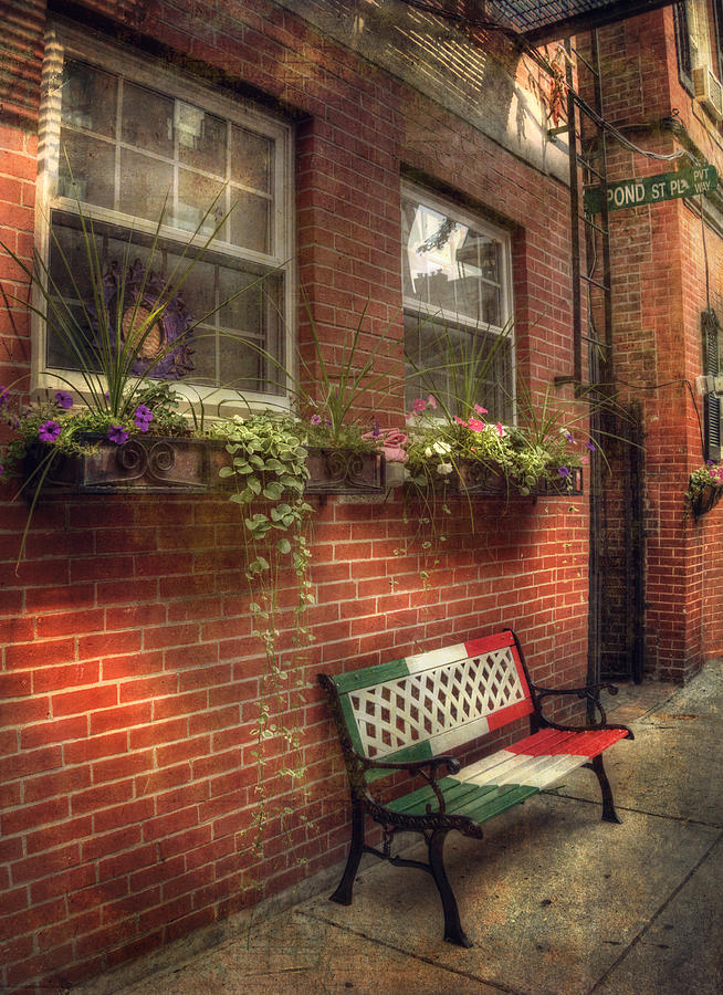 Boston North End Charm - Benches Photograph by Joann Vitali