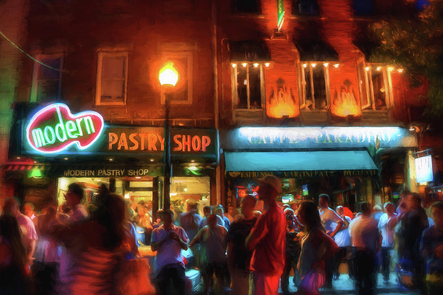 Boston North End Nights Modern Pastry - Hanover Street Photograph by Joann Vitali
