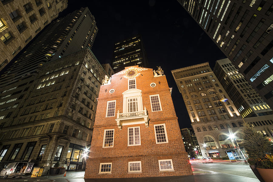 Boston Photograph - Boston Old State House Boston MA Street Lights by Toby McGuire