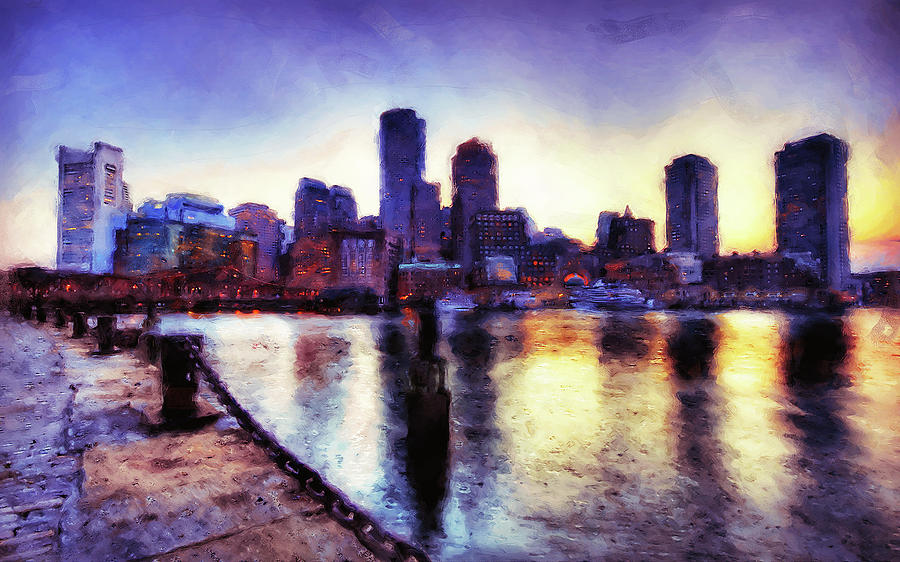Boston, Panorama - 01 Painting by AM FineArtPrints