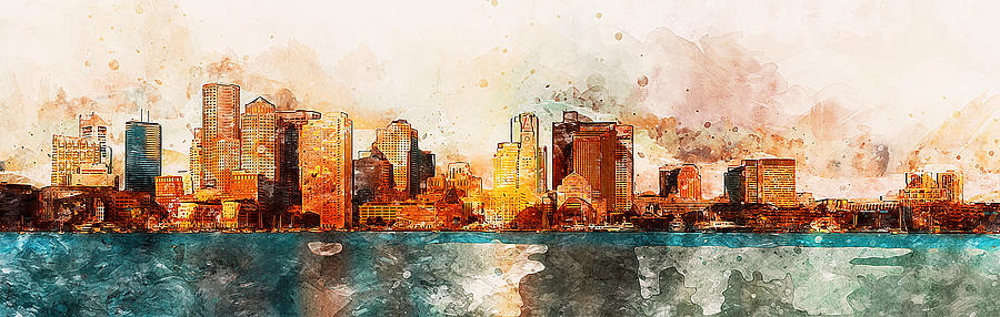 Boston, Panorama - 10 Painting by AM FineArtPrints
