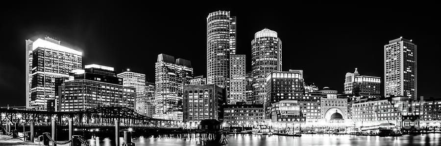 Boston Panorama Cityscape Black and White Photo  Photograph by Paul Velgos