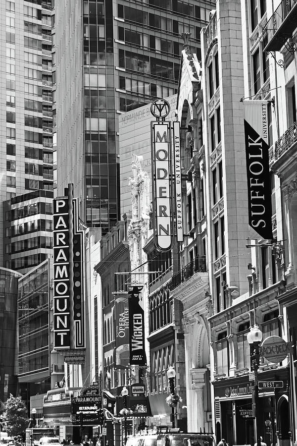 Boston Paramount Washington St Boston MA Black and White Photograph by Toby McGuire