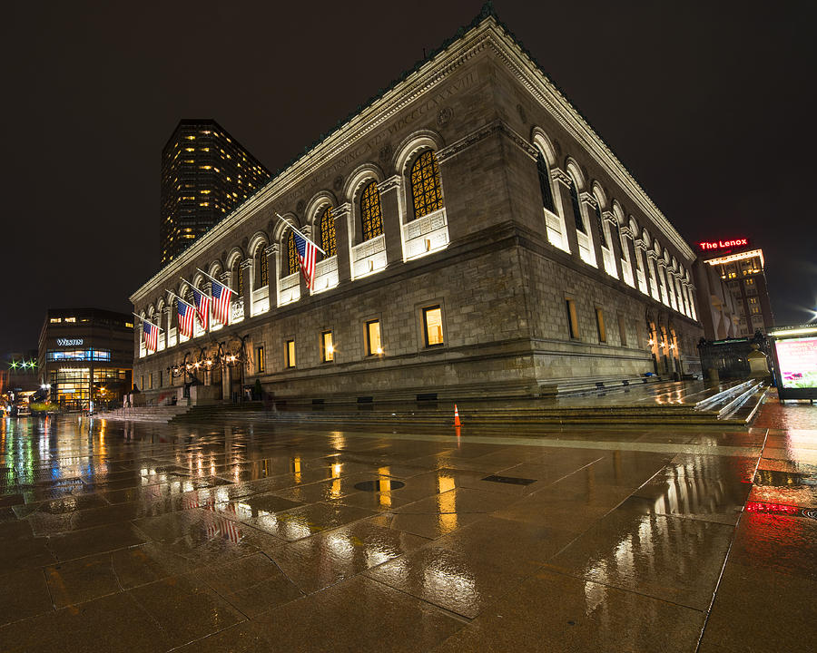 Boston Public Library Rainy Night Boston MA Photograph by Toby McGuire