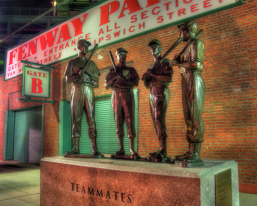 Ted Williams Photograph - Boston Red Sox Teammates Statue - Fenway Park by Joann Vitali