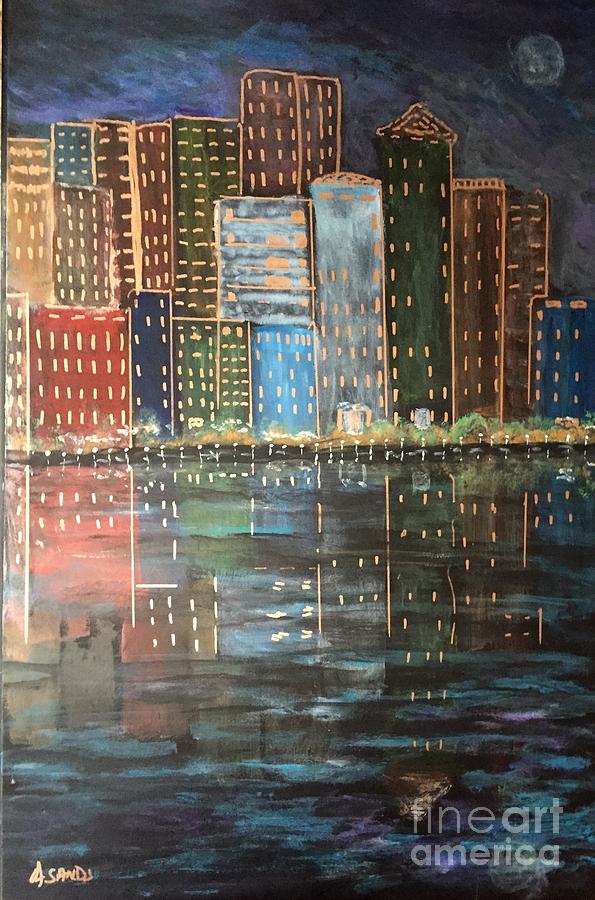 Boston Reflections Painting by Anne Sands