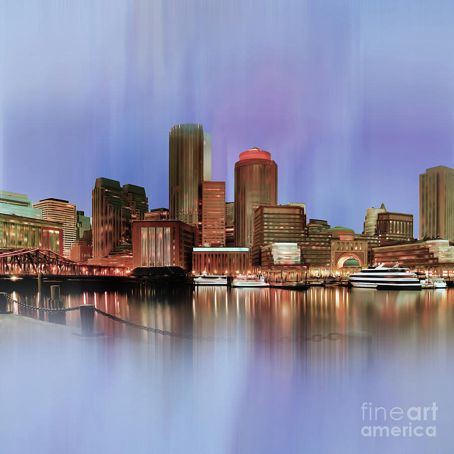 Boston Skyline 002 Painting by Gull G