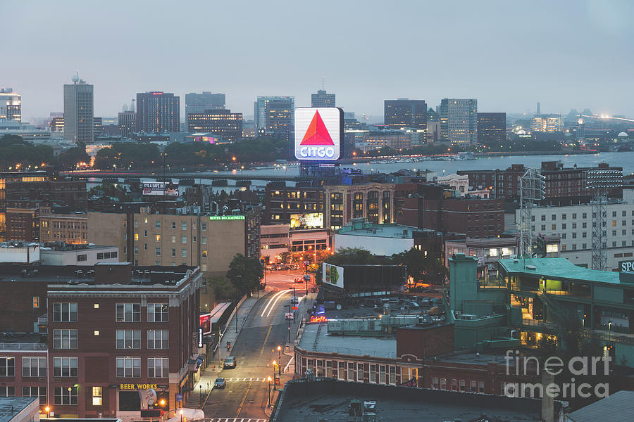 Boston Skyline Aerial Citgo Sign Photo Photograph by Paul Velgos