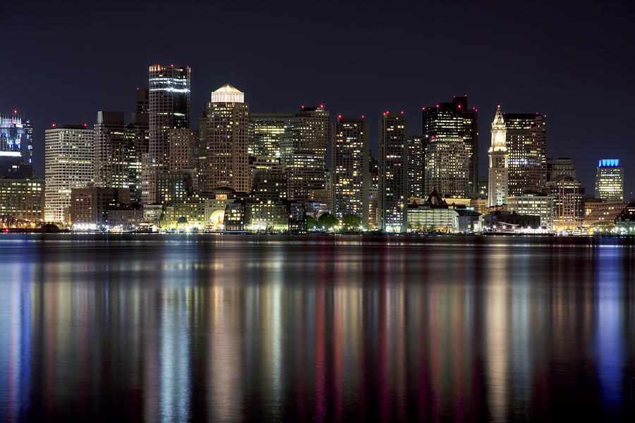 Boston Skyline at Night Photograph by Jenna Szerlag
