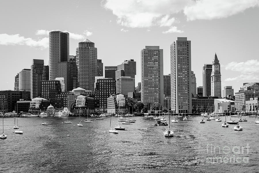 Boston Skyline Black and White       Photograph by Thomas Marchessault