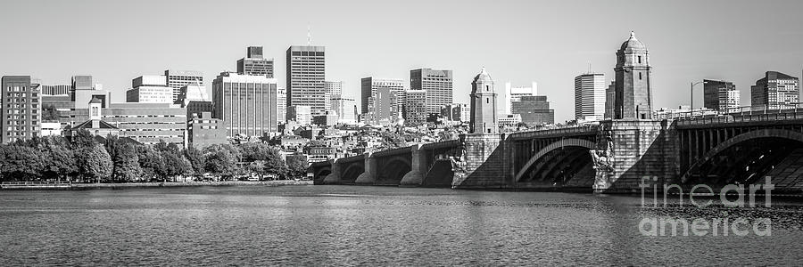 Boston Skyline Black and White Panorama Photo Photograph by Paul Velgos