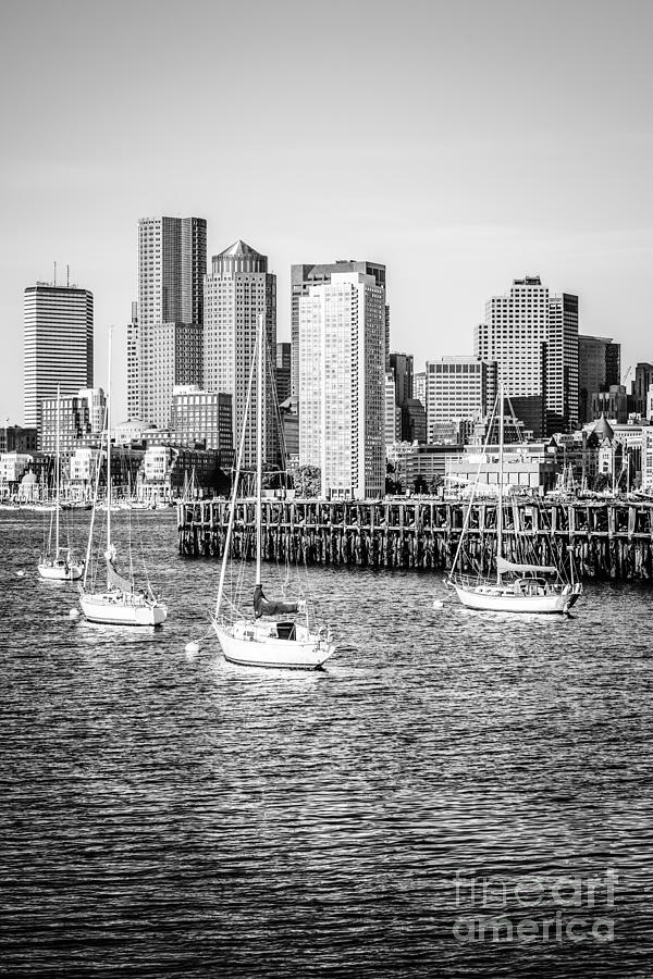 Boston Skyline Black and White Photo Photograph by Paul Velgos