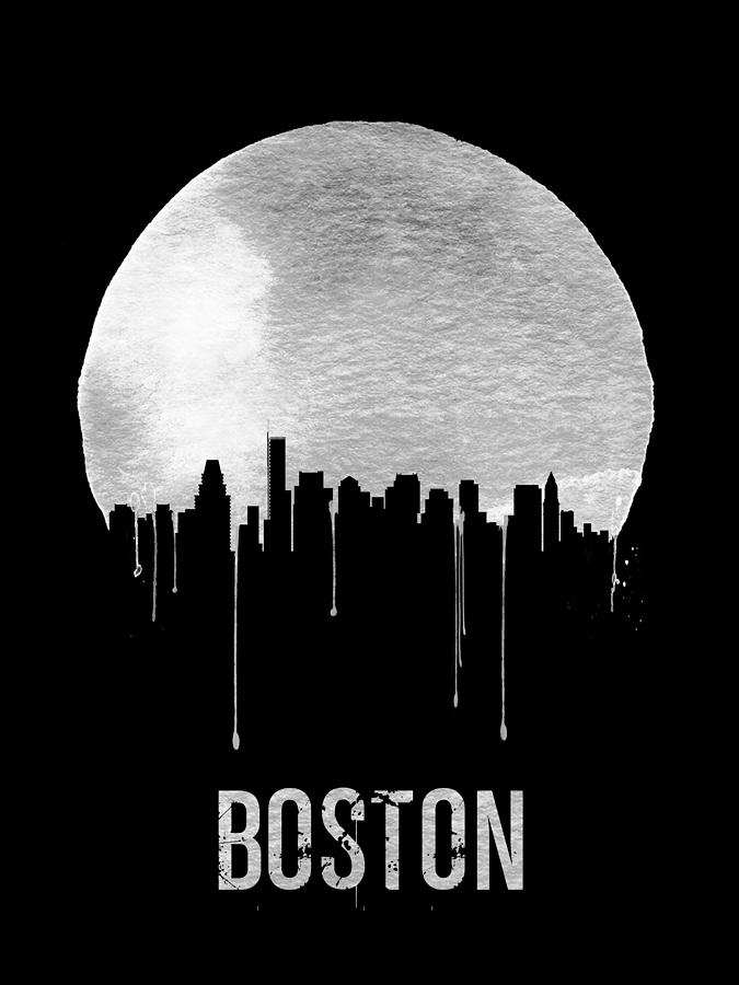 Boston Digital Art - Boston Skyline Black by Naxart Studio