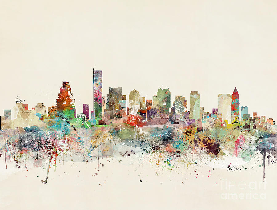 Boston Skyline Painting by Bri Buckley