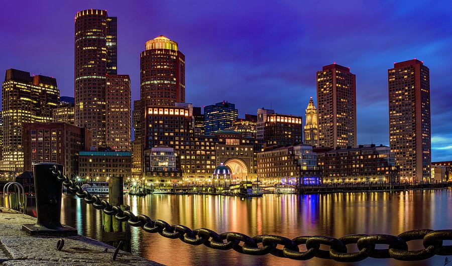 Boston Skyline blue hour Photograph by Patrice Bilesimo