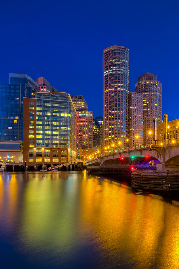 Boston Photograph - Boston Skyline Blue Hour by Susan Candelario