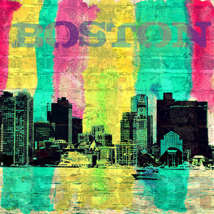 Boston Digital Art - Boston Skyline by Brandi Fitzgerald