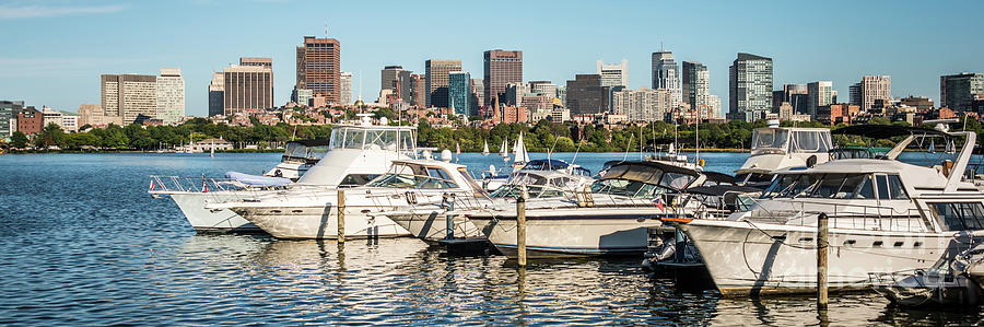Boston Skyline Charles River Boats Panorama Photo Photograph by Paul Velgos