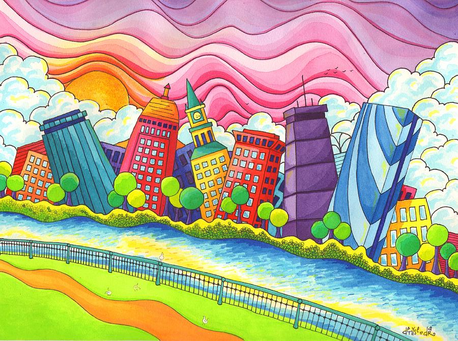 Boston Skyline Painting by Denyse Dar - Pixels