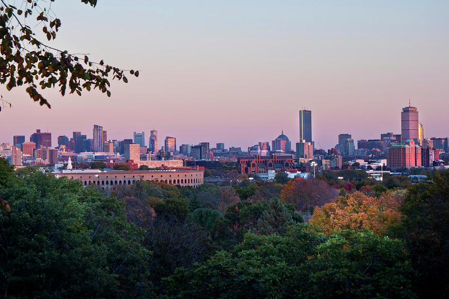 Boston Skyline From Mount Auburn Cemetery  Photograph by Joann Vitali