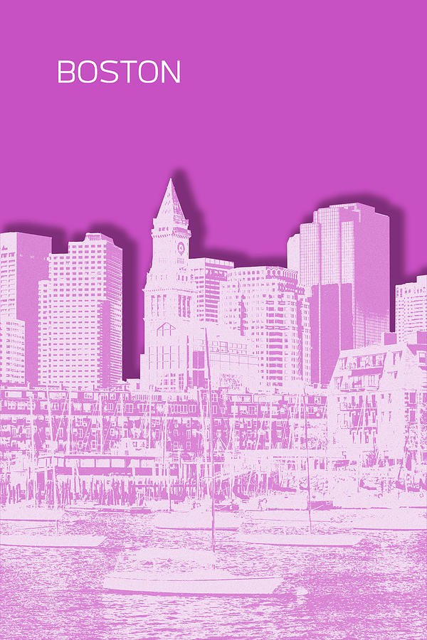 Boston Digital Art - BOSTON Skyline - Graphic Art - pink by Melanie Viola