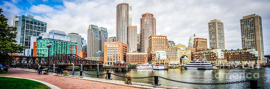 Boston Photograph - Boston Skyline Harborwalk Panorama Picture by Paul Velgos