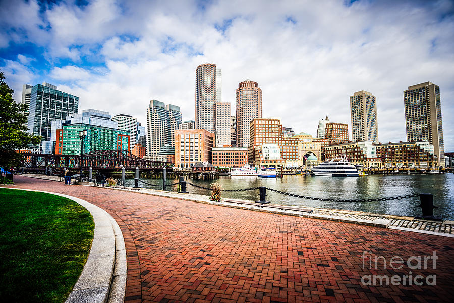 Boston Photograph - Boston Skyline Harborwalk Picture by Paul Velgos