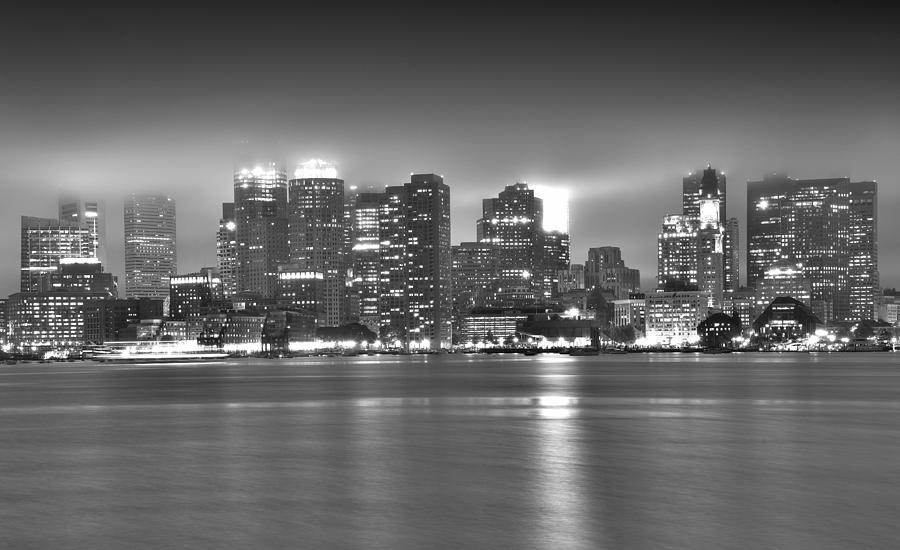 Boston Skyline in black and white Photograph by Brendan Reals