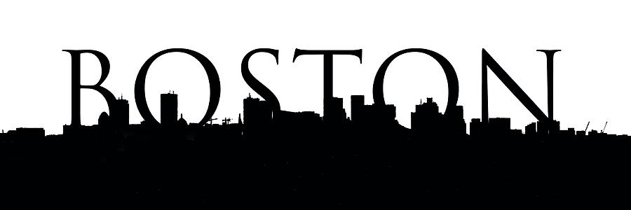 Boston Photograph - Boston Skyline Outline with Logo by Joann Vitali